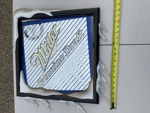 Miller Genuine Draft Mirrored Beer Advertising Wall Sign Faux Ice