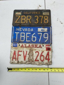 Group Vintage License Plates California Nevada Alaska Automobilia