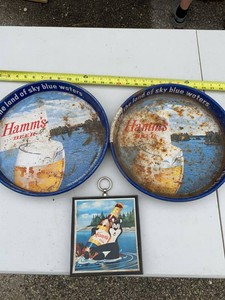 Group Hamms Beer Advertising Trays & Bear Wall Plaque Vintage