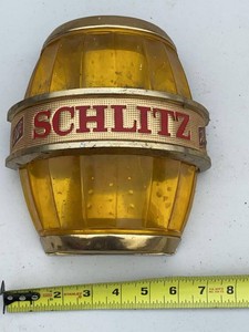 Vintage Schlitz Beer Barrel Advertising Light Amber Plastic Bar Decor