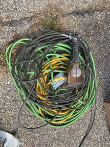 Group of Assorted Extension Cords With Trouble Light Work Light