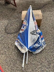 Miller Lite Beer Branded Patio Market Umbrella Blue White Advertising
