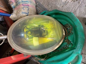 Vintage 1970s Hanging Swag Lamp Clock Amber Acrylic Brass Tone