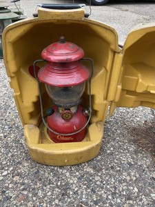 Coleman 200A Red Single Mantle Gas Lantern w Yellow Carry Case