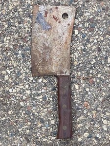 Dexter Vintage Butcher Meat Cleaver Wood Handle No. 391 Rustic Patina