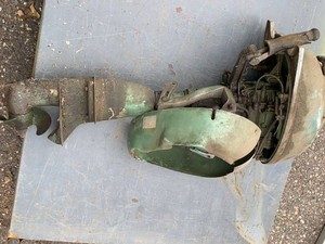 Vintage Small Outboard Boat Motor Green Tan Parts Repair Project