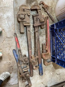 Vintage Pipe Wrenches & Adjustable Monkey Wrench Tool Group