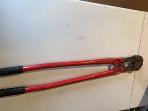 Unmarked Heavy Duty Bolt Cutters Red Steel Handles Rubber Grips