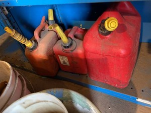 Set of 3 Plastic Gas Fuel Cans With Spouts Red Mixed Sizes