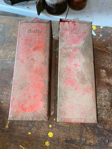 Pair of Vintage Antics Red Metal Industrial Heater Torch Units
