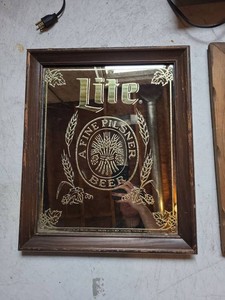 Miller Lite A Fine Pilsner Beer Framed Bar Mirror Advertising Sign