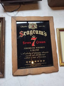 Vintage Seagrams Seven Crown American Whiskey Framed Bar Mirror