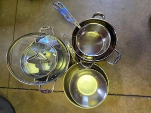 Stainless Steel Cookware Set Pots Pans Glass Lids Assorted Sizes