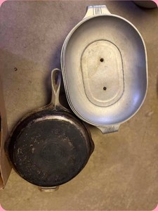 Griswold & Wagner Vintage Cookware Set Cast Iron Skillet Oval Pan