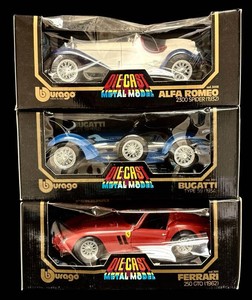 LL - Diecast Model Cars - Bburago Alfa Romeo, Bugatti & Ferrari (3-Piece)