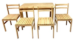 LL - Dining Table & 4 Chairs Wooden Set