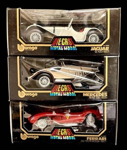 LL - Diecast Model Cars - Burago Jaguar, Mercedes & Ferrari 3-Piece Mixed Lot