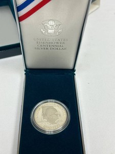 K - Commemorative Silver Dollar - Eisenhower Centennial 1890-1990
