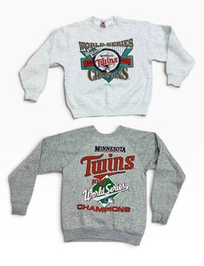 LL - Vintage Minnesota Twins World Series Sweatshirts 1987 & 1991 (Lot of 2)