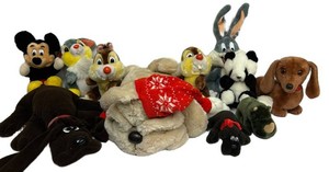 LLS - Plush Animal Collection - Disney Mickey, Bugs Bunny & Pound Puppies (Lot of 12)