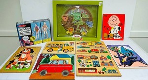 LLS - Vintage Wooden Childrens Puzzle Mixed Lot - Fisher-Price, Playskool & More (9 Pieces)