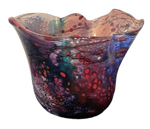 LR - Hand Blown Studio Art Glass Vase