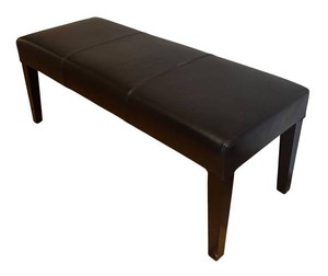 LR - Crate & Barrel Black Faux Leather Upholstered Bench