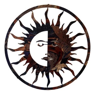 E - Celestial Sun Face Metal Wall Decor