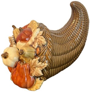 LR - Ceramic Cornucopia Centerpiece Decor by Cindy Crawford