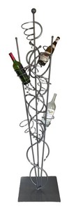 FR - Abstract Sculptural Metal Floor Stand Wine Rack