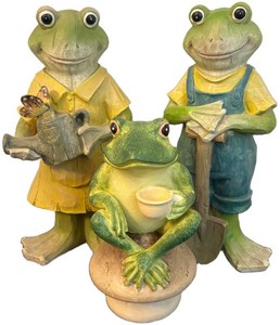 K - Trio of Decorative Frog Figures
