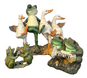 K - Frog & Duck Garden Decor