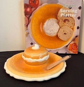 K - Vintage Bagel Serving Platter Set by Boston Warehouse