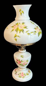LR - Vintage Floral Hurricane Parlor Lamp
