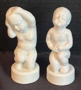 K - Vintage Bing & Grondahl Headache & Tummy Ache Porcelain Figurines