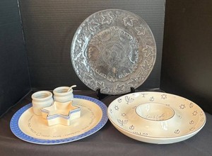 LR - Judaica Platters and Salt & Pepper Shakers