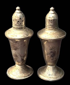 K - Two Vintage Weighted Sterling Silver Salt & Pepper Shakers by Duchin Creations