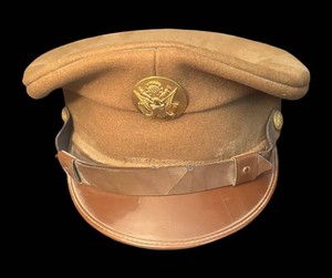 K - Vintage World War II-Era U.S. Army Enlisted Mans Khaki Service Visor Cap