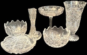 DR - Vintage Crystal and Clear Glass Bowls, Vases, Compote and More
