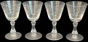 DR - Set of Four Vintage Fostoria Bridal Wreath Stemmed Glasses