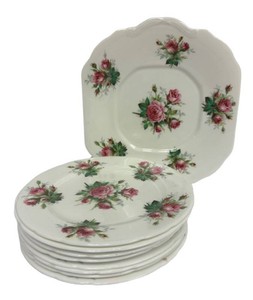 K - Vintage Hammersley Floral Platter & 8 Plates
