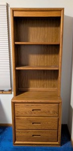B1 - Vintage Oak Bookshelf - Dixie 3-Drawer Bookcase