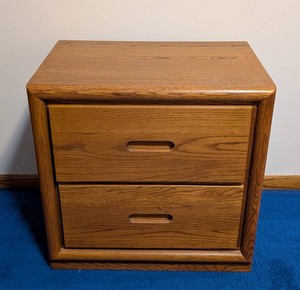 B1 - Vintage Oak Nightstand - Dixie Two-Drawer Bedside Table