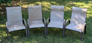BY - Patio Sling Chairs With Mesh Seats & Arms (Lot of 4)