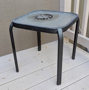 BY - Patio Accent Table - Glass Top Black Metal Frame