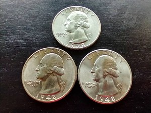 (3) Uncirculated 1942 Silver Quarters - PDS