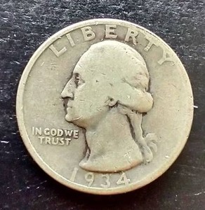 1934-D Silver Washington Quarter