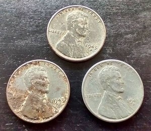 (3) 1943 Steel Pennies - PDS