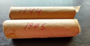 (2) Wheat Penny Rolls - 1944 & 1945