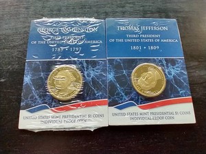 (2) Proof Presidential $1 Coins - Washington & Jefferson